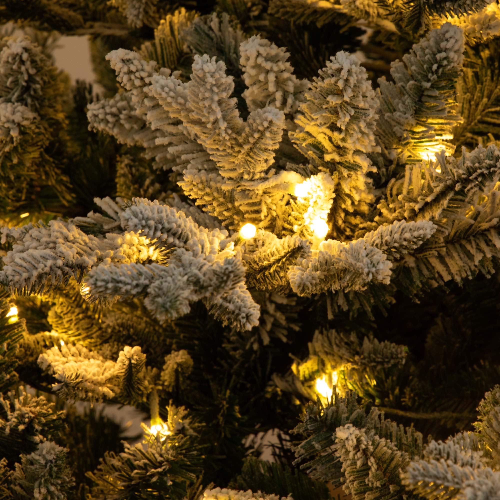 7ft. Pre-Lit Flocked Fir Artificial Christmas Tree, Warm White LED Lights